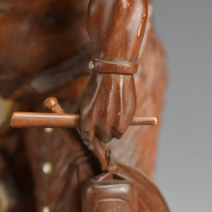 Carved Meiji p. Wood Oni With Kanabo Club, by Meizan