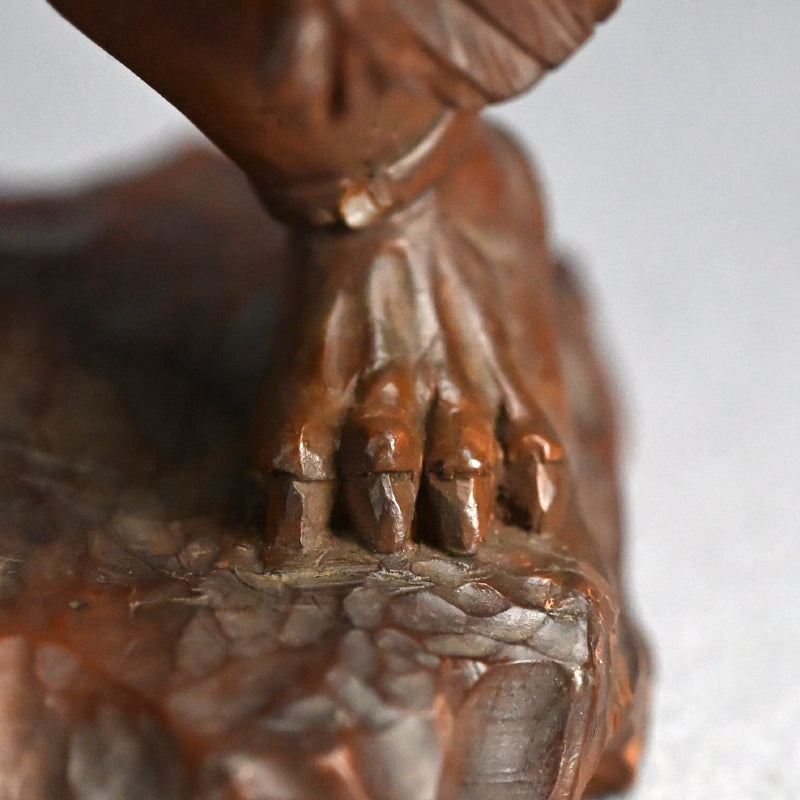 Carved Meiji p. Wood Oni With Kanabo Club, by Meizan