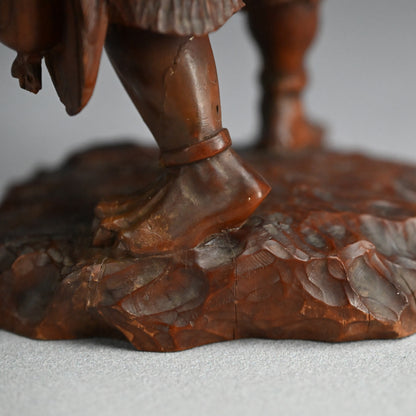 Carved Meiji p. Wood Oni With Kanabo Club, by Meizan