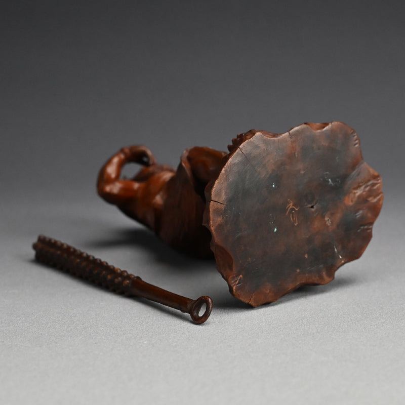 Carved Meiji p. Wood Oni With Kanabo Club, by Meizan