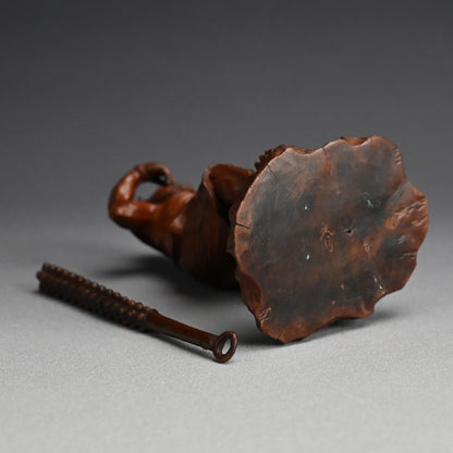 Carved Meiji p. Wood Oni With Kanabo Club, by Meizan