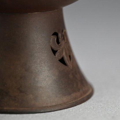 Antique Japanese Uchidashi Iron Koro w/ Silver Insert