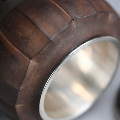 Antique Japanese Uchidashi Iron Koro w/ Silver Insert