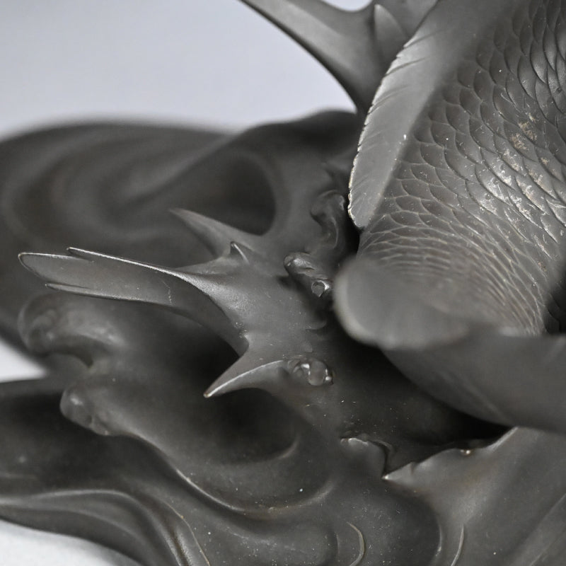 Antique Japanese Bronze Leaping Koi by Tsuda Joyo