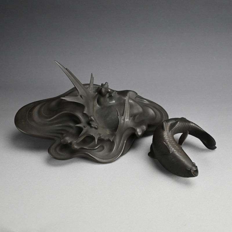 Antique Japanese Bronze Leaping Koi by Tsuda Joyo