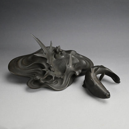 Antique Japanese Bronze Leaping Koi by Tsuda Joyo