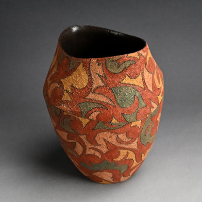 Fukoku Vase w/ Striking Design ー加古 勝己 “風刻”