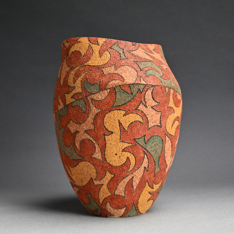 Fukoku Vase w/ Striking Design ー加古 勝己 “風刻”