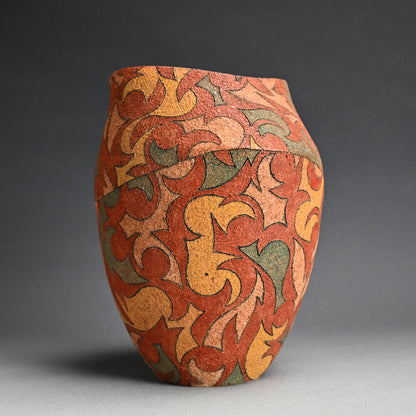 Fukoku Vase w/ Striking Design ー加古 勝己 “風刻”