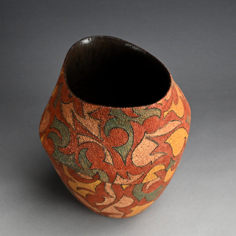 Fukoku Vase w/ Striking Design ー加古 勝己 “風刻”