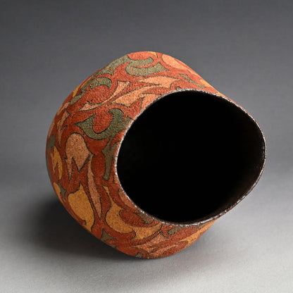 Fukoku Vase w/ Striking Design ー加古 勝己 “風刻”