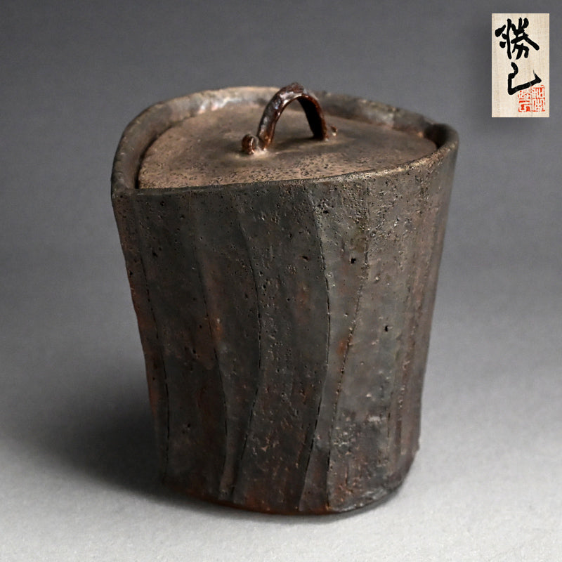Silver Glazed Mizusashi Covered Jar ー加古 勝己 “銀彩水指”