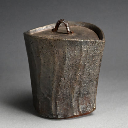 Silver Glazed Mizusashi Covered Jar ー加古 勝己 “銀彩水指”