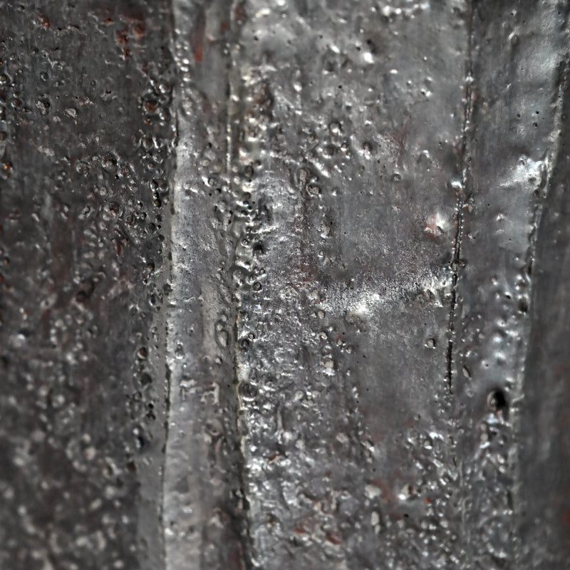 Silver Glazed Mizusashi Covered Jar ー加古 勝己 “銀彩水指”