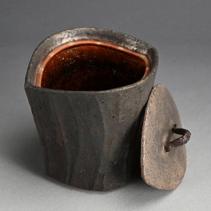 Silver Glazed Mizusashi Covered Jar ー加古 勝己 “銀彩水指”