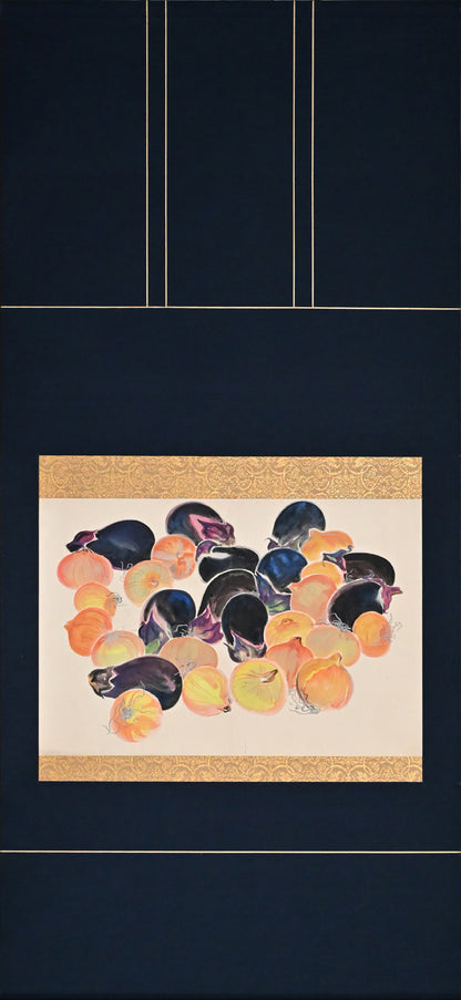 Mounted Hanging Scroll, Seasonal Vegetables ー野村 耕