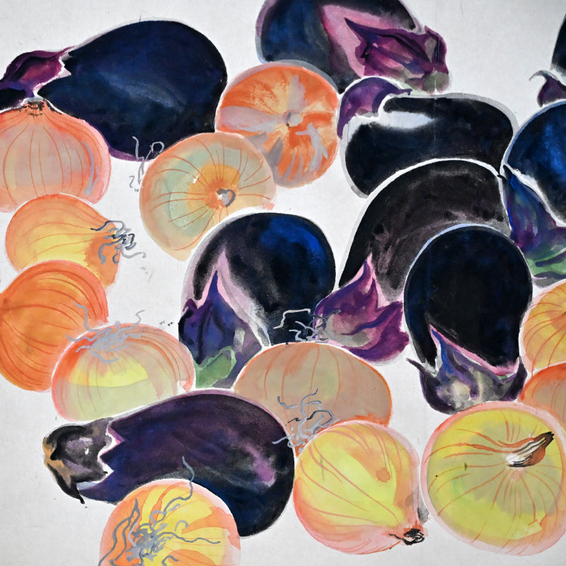 Mounted Hanging Scroll, Seasonal Vegetables ー野村 耕