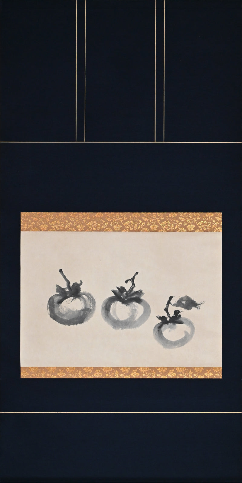 Hanging Scroll, 3 Persimmons (Ink Painting) ー野村 耕