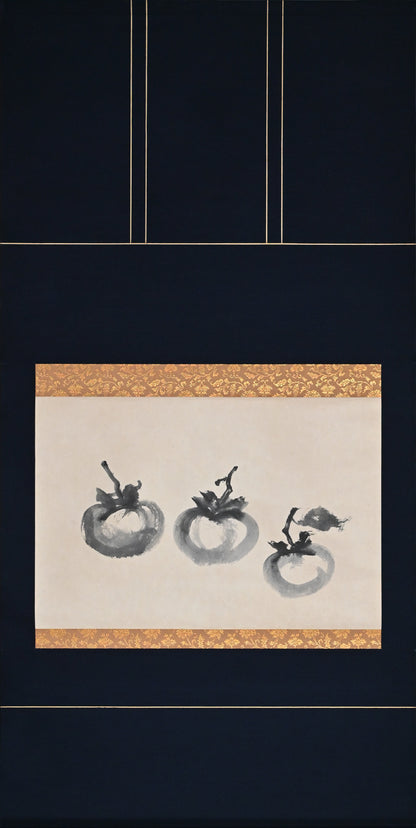 Hanging Scroll, 3 Persimmons (Ink Painting) ー野村 耕