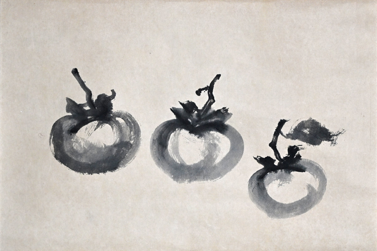Hanging Scroll, 3 Persimmons (Ink Painting) ー野村 耕