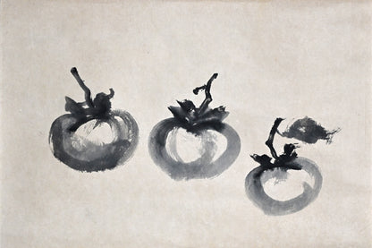 Hanging Scroll, 3 Persimmons (Ink Painting) ー野村 耕