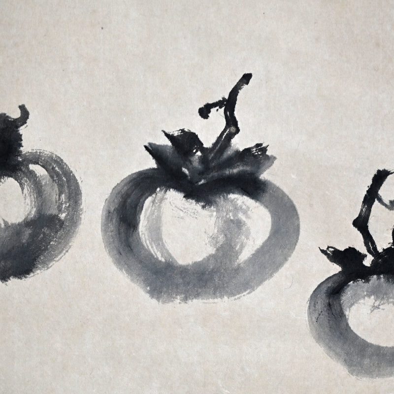 Hanging Scroll, 3 Persimmons (Ink Painting) ー野村 耕