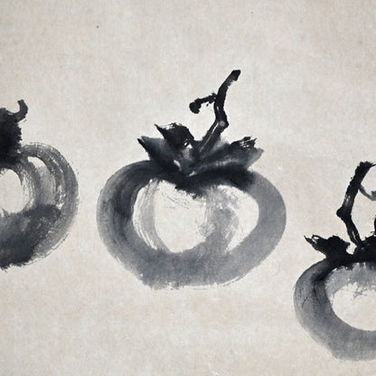 Hanging Scroll, 3 Persimmons (Ink Painting) ー野村 耕