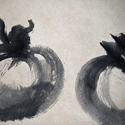 Hanging Scroll, 3 Persimmons (Ink Painting) ー野村 耕