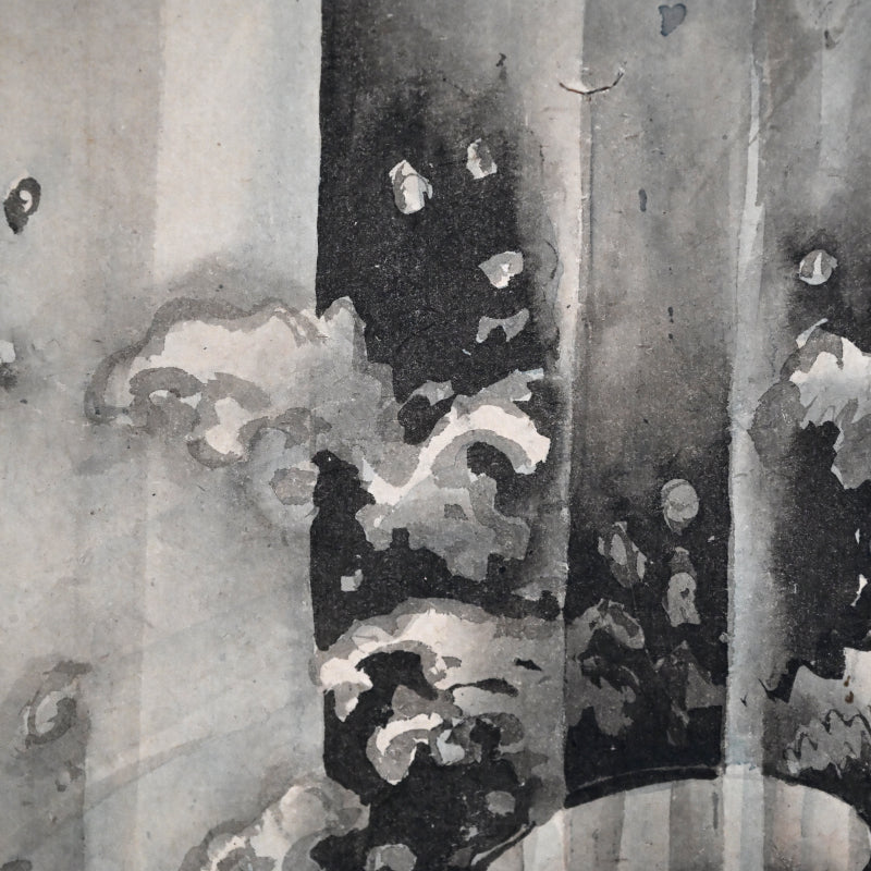 Edo p. Koi Nobori Leaping Carp Pair of Kishi School Scrolls ー“鯉瀧登二幅"