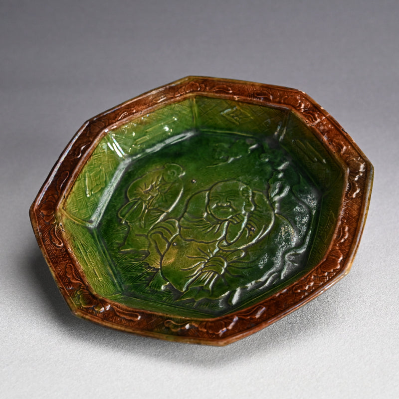 Antique Japanese Gennai Yaki Hexagonal Basin
