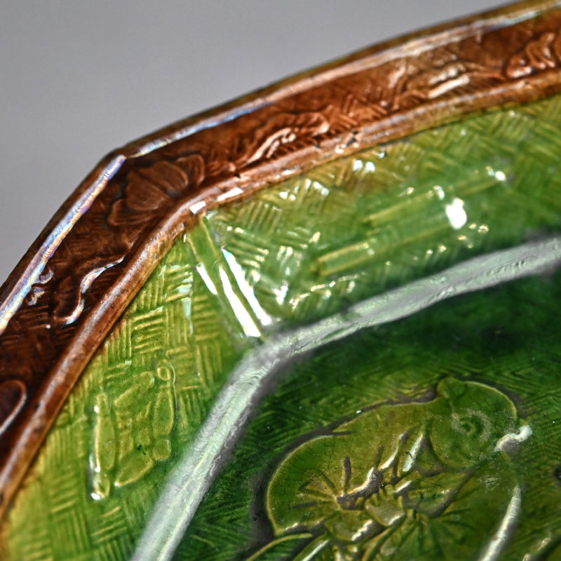 Antique Japanese Gennai Yaki Hexagonal Basin