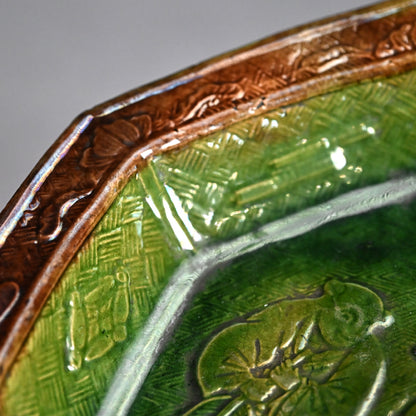 Antique Japanese Gennai Yaki Hexagonal Basin