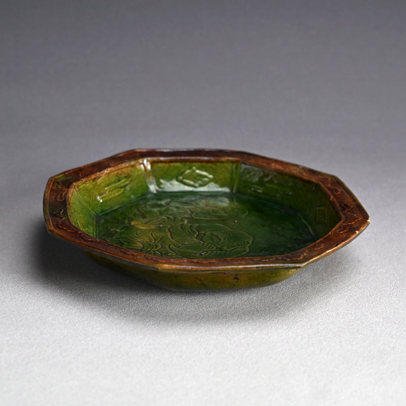 Antique Japanese Gennai Yaki Hexagonal Basin