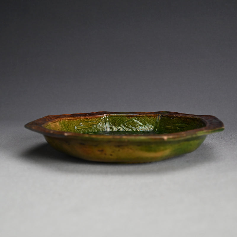 Antique Japanese Gennai Yaki Hexagonal Basin