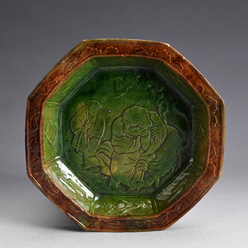 Antique Japanese Gennai Yaki Hexagonal Basin