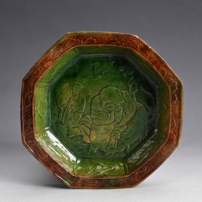 Antique Japanese Gennai Yaki Hexagonal Basin