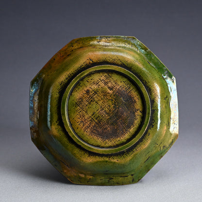 Antique Japanese Gennai Yaki Hexagonal Basin