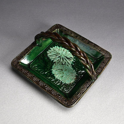 Antique Japanese Gennai Yaki Tetsuki Dish