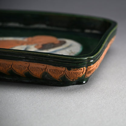 Antique Japanese Gennai Yaki Suiban Platter