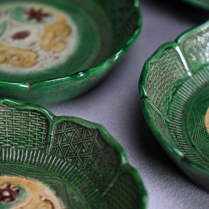 Antique Japanese Edo p. Gennai Yaki 8 pc. Dish Set