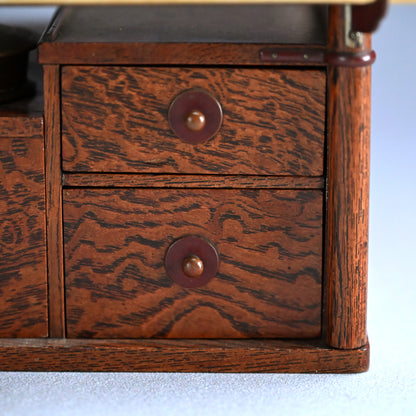 Elegant Antique Japanese Inlayed Wood Smoking Set