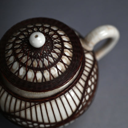 Rare Bamboo Bound Tankoji Porcelain Tea set