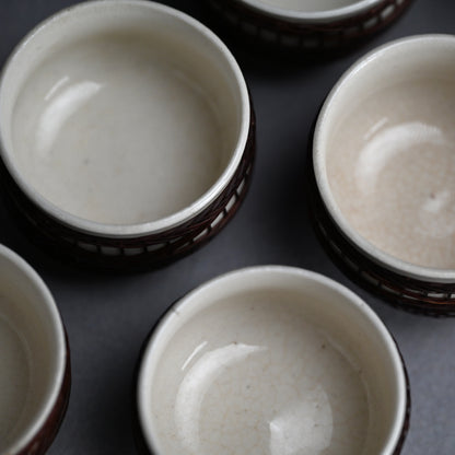 Rare Bamboo Bound Tankoji Porcelain Tea set