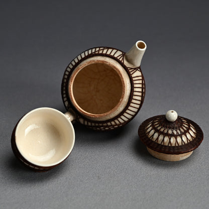 Rare Bamboo Bound Tankoji Porcelain Tea set