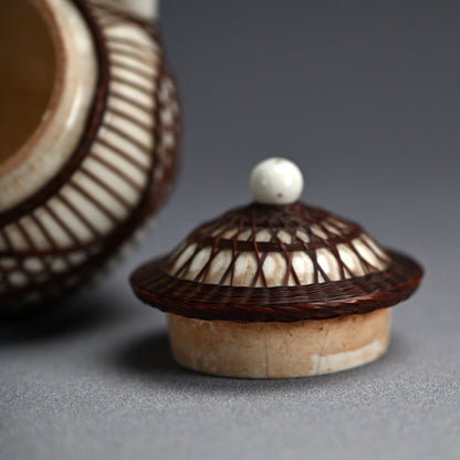 Rare Bamboo Bound Tankoji Porcelain Tea set