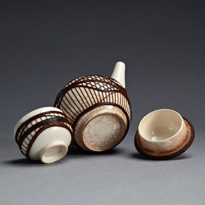 Rare Bamboo Bound Tankoji Porcelain Tea set