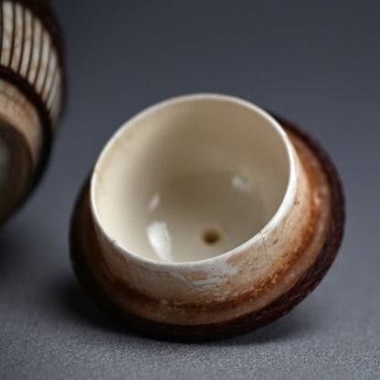 Rare Bamboo Bound Tankoji Porcelain Tea set