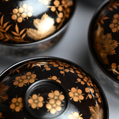 Boxed Set 10 Edo p Kaiseki Lacquer Soup Bowls