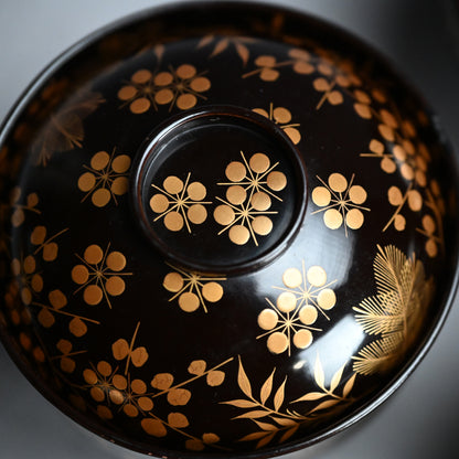 Boxed Set 10 Edo p Kaiseki Lacquer Soup Bowls