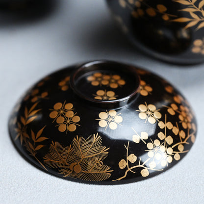 Boxed Set 10 Edo p Kaiseki Lacquer Soup Bowls
